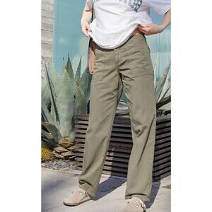 John Galt Pants Womens S Car Olive Green Utility Cargo Wide Leg Big Pockets